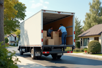 Camion de déménagement de 15m3 garé dans une rue calme