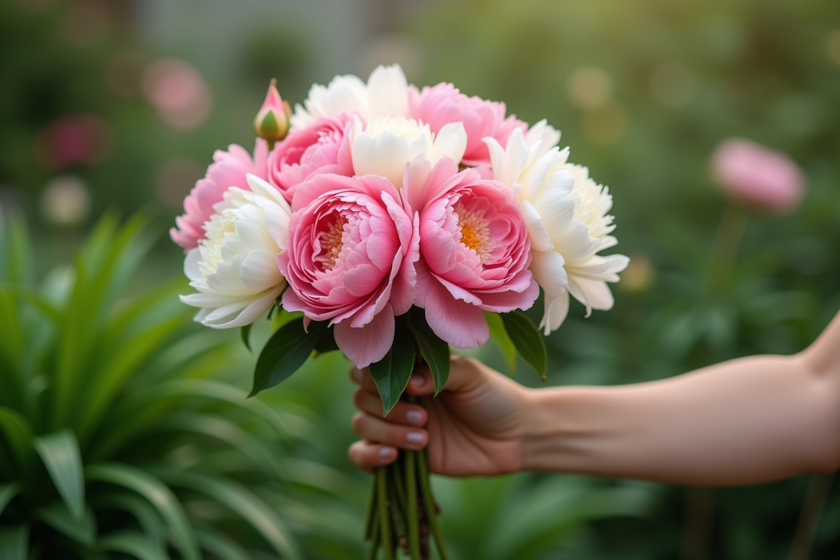 bouquet pivoines