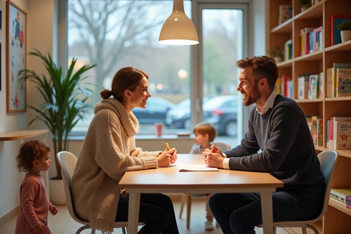 Maman belge et dentiste discutant dans la salle d